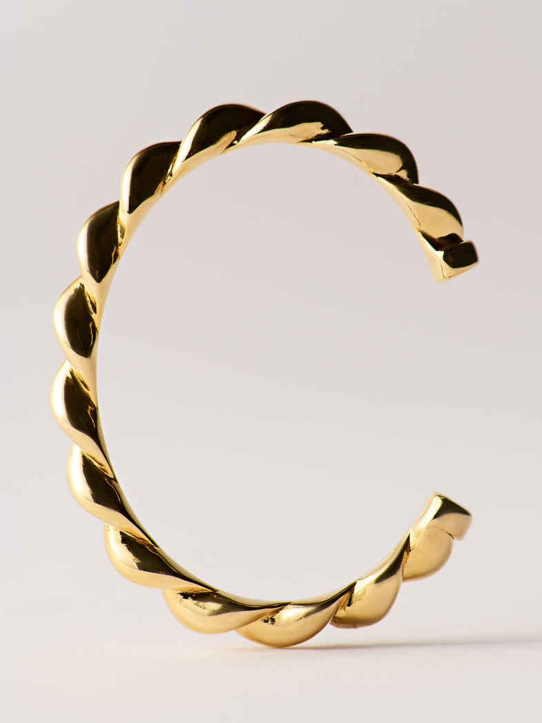  Otwarta pleciona bransoletka dmuchana bangle z pozłacanego srebra z serii Row 