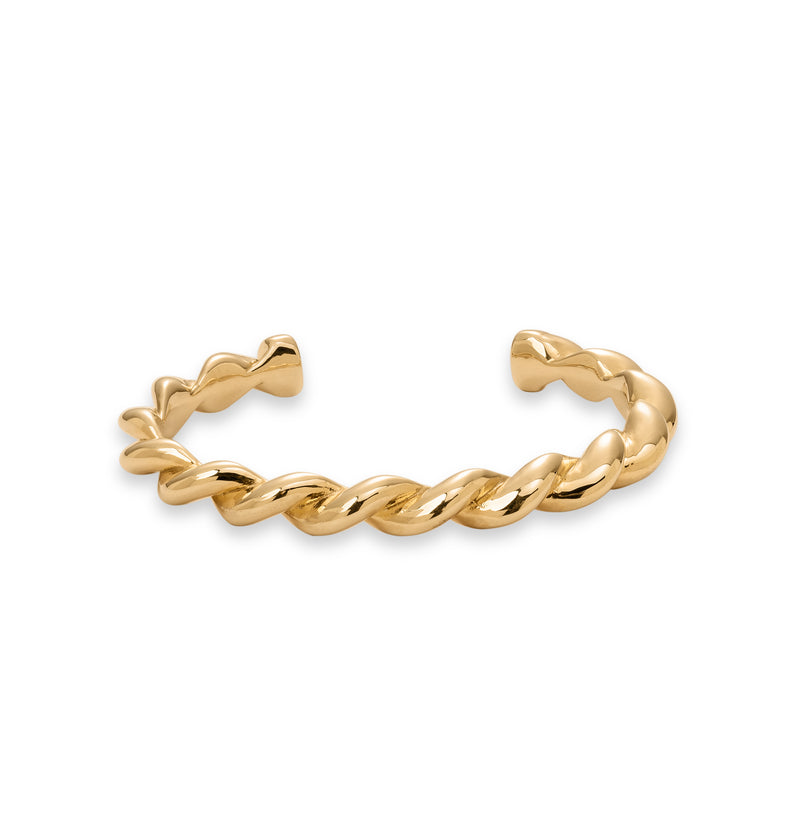  Otwarta pleciona bransoletka dmuchana z pozłacanego srebra z serii Row 