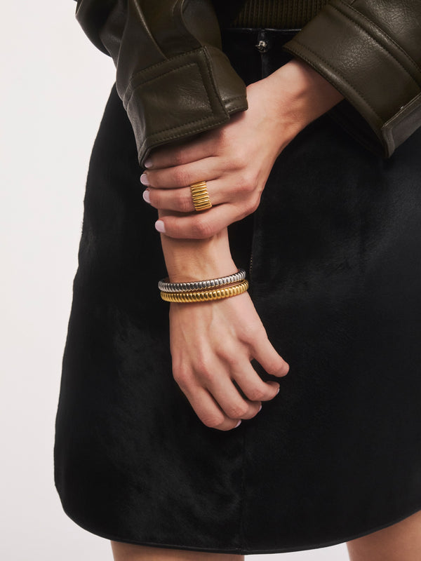 Sztywna ryflowana bransoletka pozłacana Bott Mini | Berries