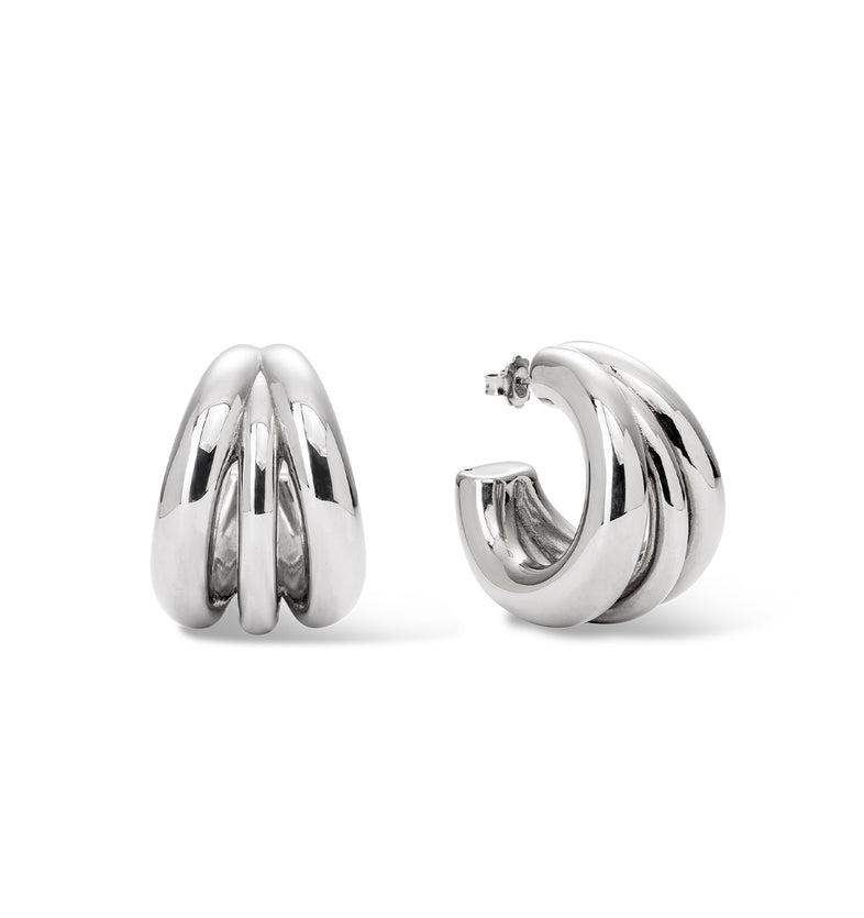  TRIPLE LOOPS SILVER earrings 