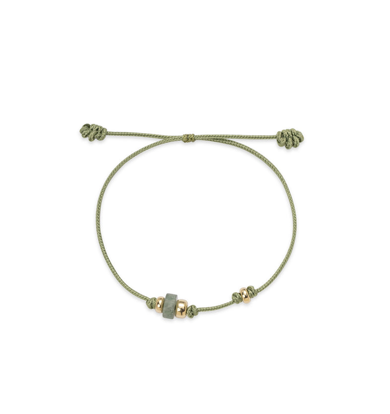  Zielona bransoletka na sznurku z zielonym kwarcem 