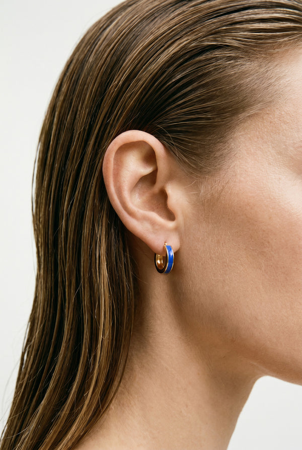 Boucles d'oreilles Basic Indigo plaquées or