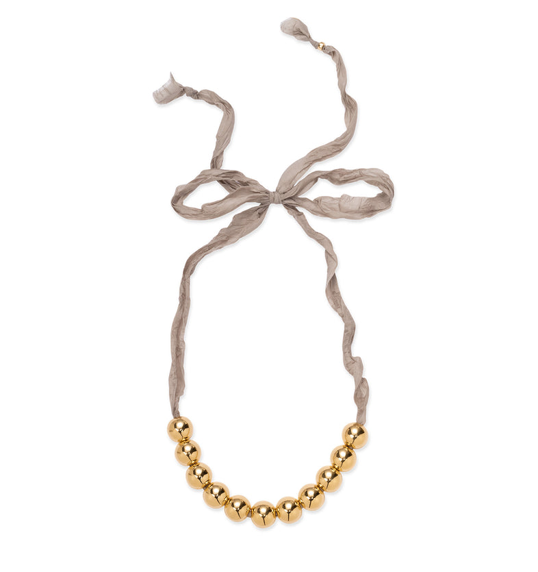  Złote korale z żywicy na beżowej wstążce Splash Bubbles | Berries 