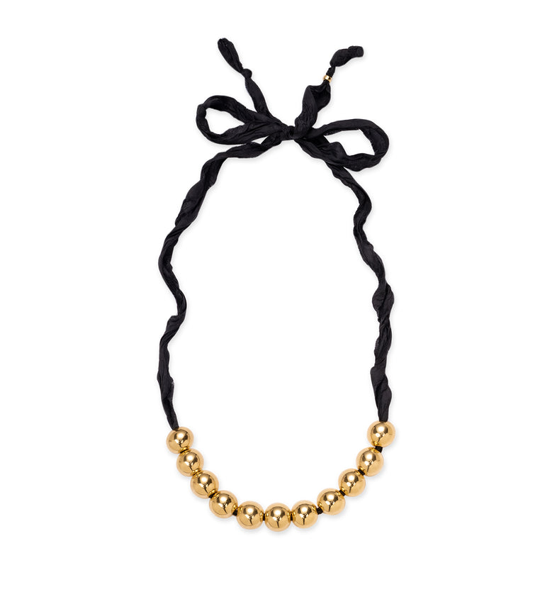  Złote korale z żywicy na czarnej wstążce Splash Bubbles | Berries 